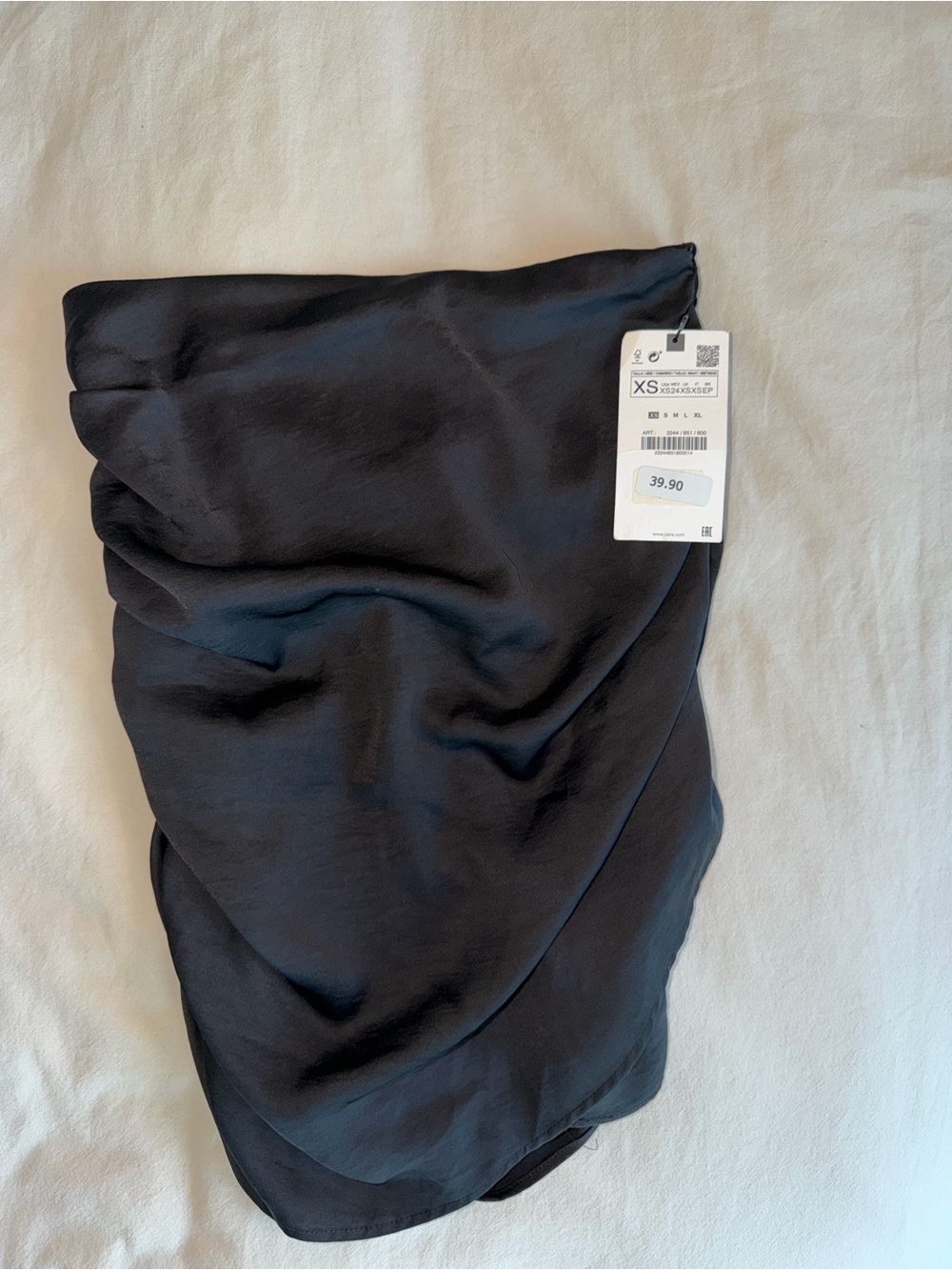 NWT Zara Black Asymmetric Draped Skirt